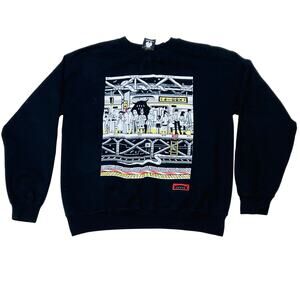 KINWAMONSTER Waiting Sweatshirt Unisex Medium Black Official Anime Subway Used